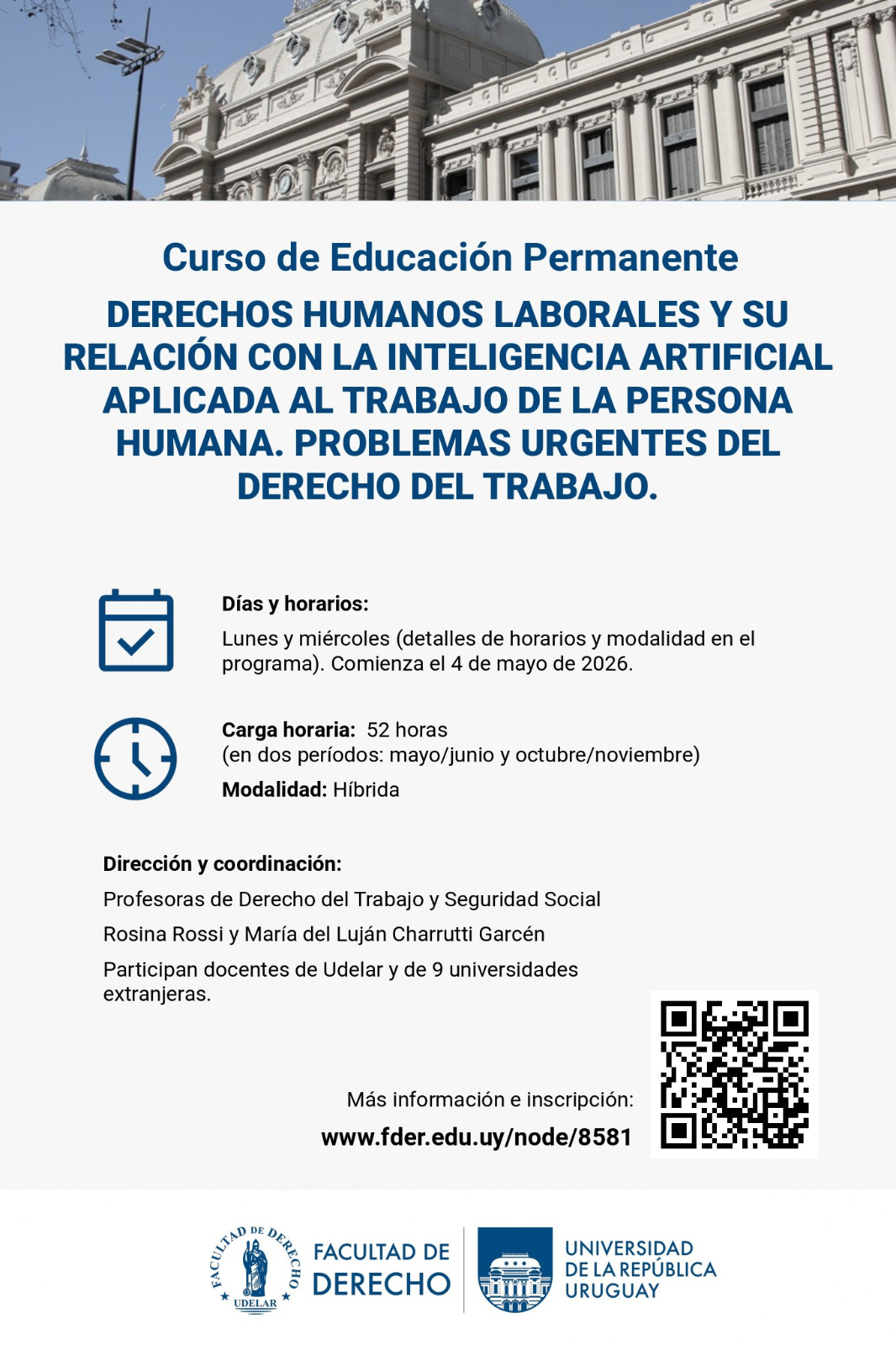 Curso de posgrado: Derechos humanos laborales e inteligencia artificial aplicada al trabajo